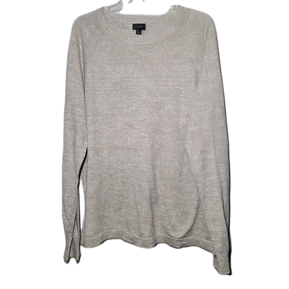 J. Crew Linen Blend Lightweight Beige Long Sleeve Crewneck Sweater‎ Men Size XLg